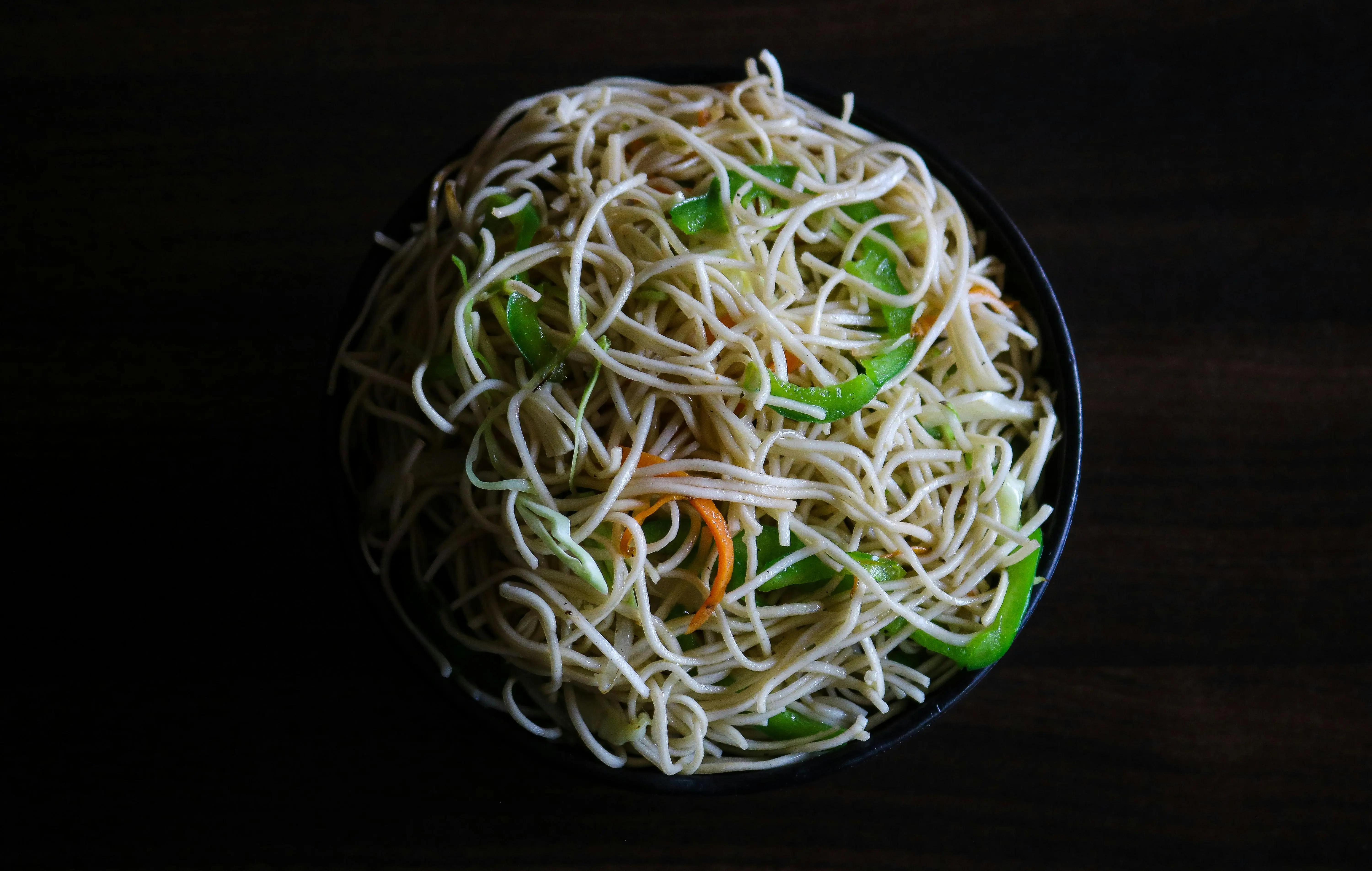 Veg Hakka Noodles at Chandigarh Sweets & Restaurant in Edmonton - Indo-Chinese stir-fried noodles with vegetables